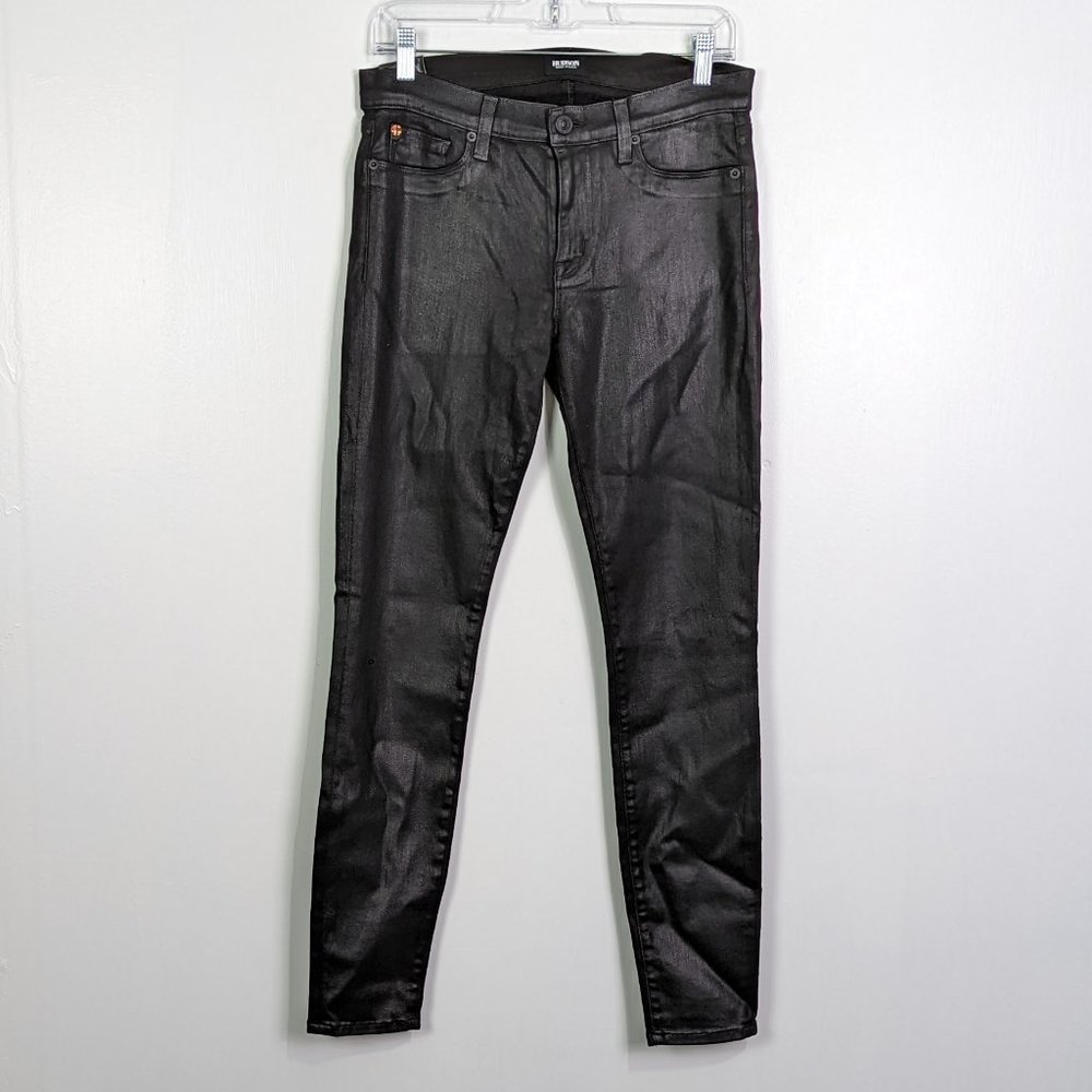 Hudson Krista Super Skinny Jeans in Coated Black Size 30